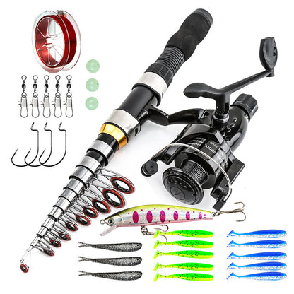 🎣 Complete Travel Fishing Gear Set‑Telescopic Fiberglass Rod with Storage Bag 🎒