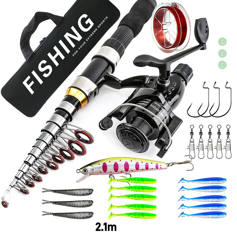 🎣 Complete Travel Fishing Gear Set‑Telescopic Fiberglass Rod with Storage Bag 🎒