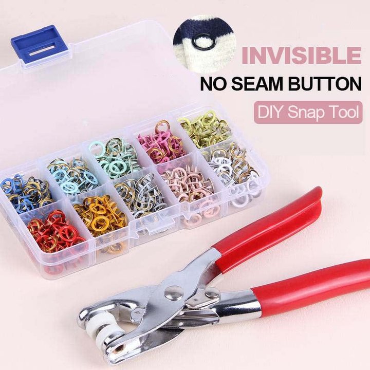 ⚡ DIY Button‑Sewing Kit – Rust‑Proof Copper Snaps, Hand Plier, Multi‑Colour ✨