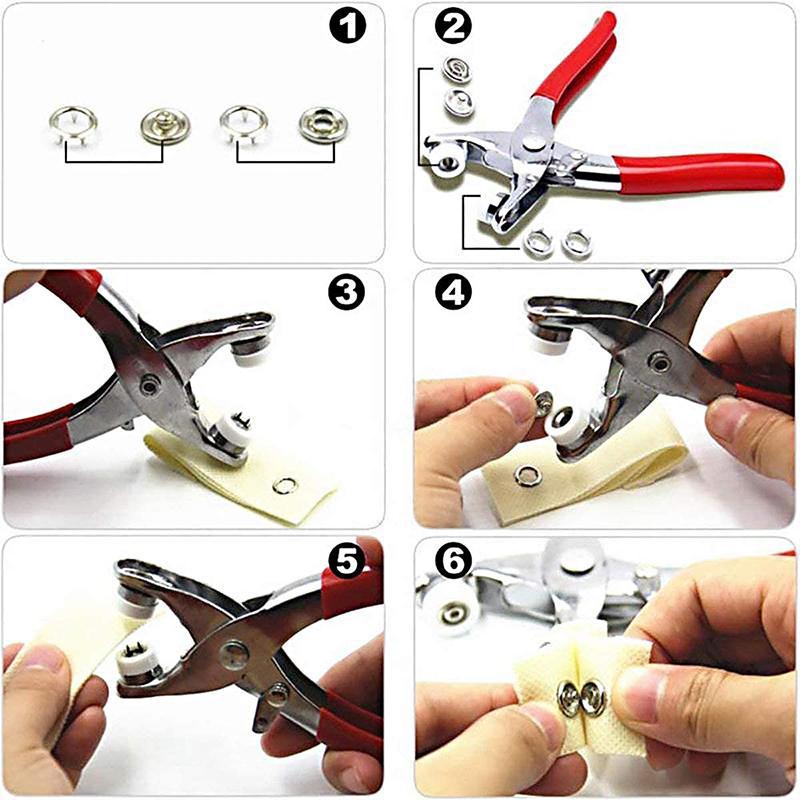⚡ DIY Button‑Sewing Kit – Rust‑Proof Copper Snaps, Hand Plier, Multi‑Colour ✨