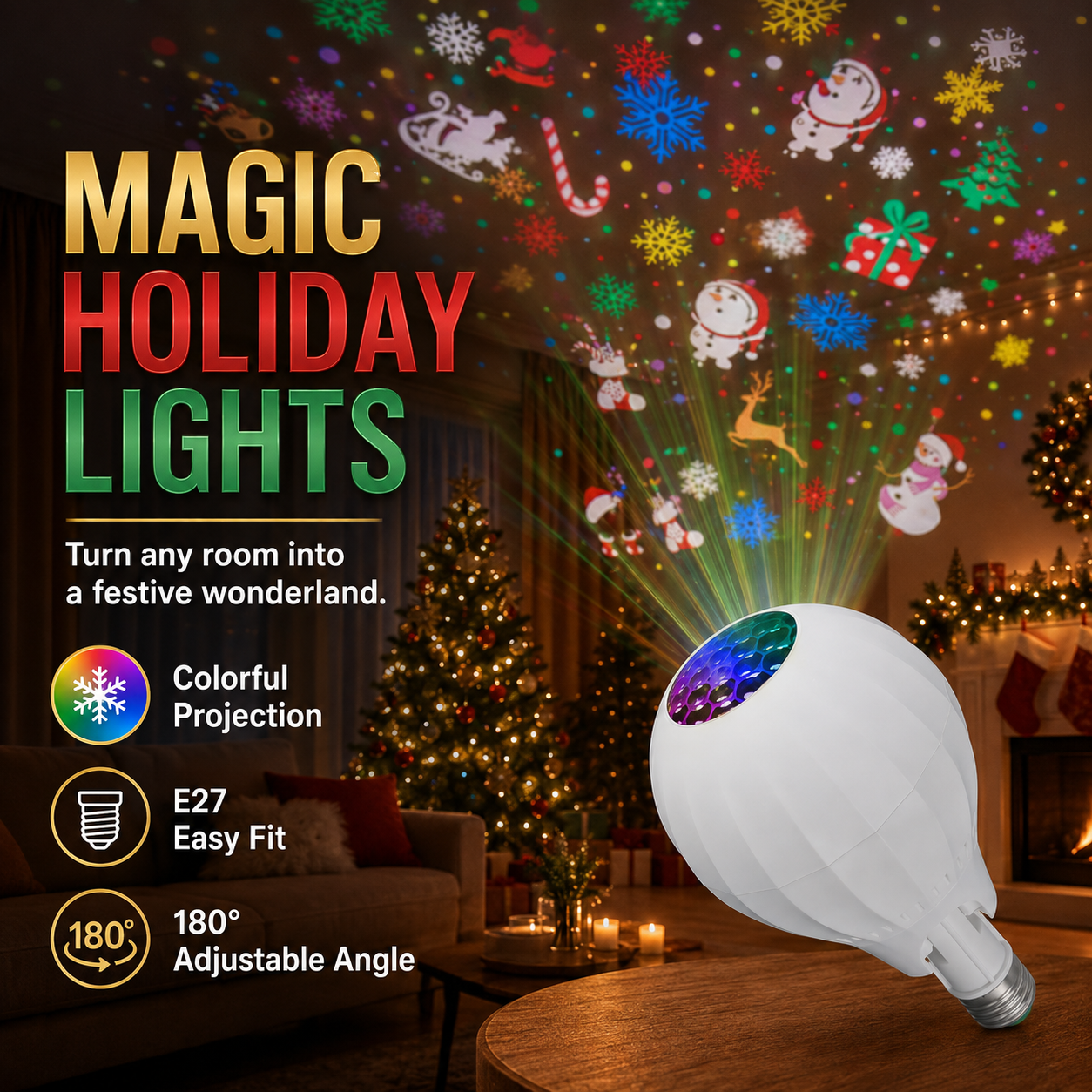 Colorful Rotating Christmas Atmosphere Projector