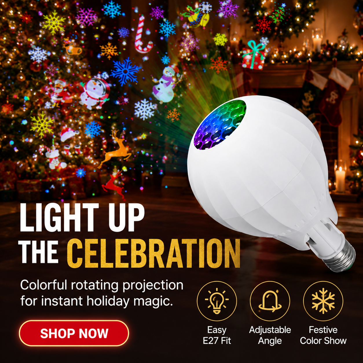 Colorful Rotating Christmas Atmosphere Projector