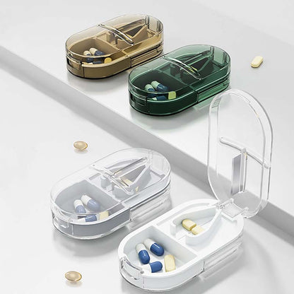 ⏰🎉Buy 1 Get 1 Free!🎉—2-in-1 Portable Pill Cutter & Storage Organizer