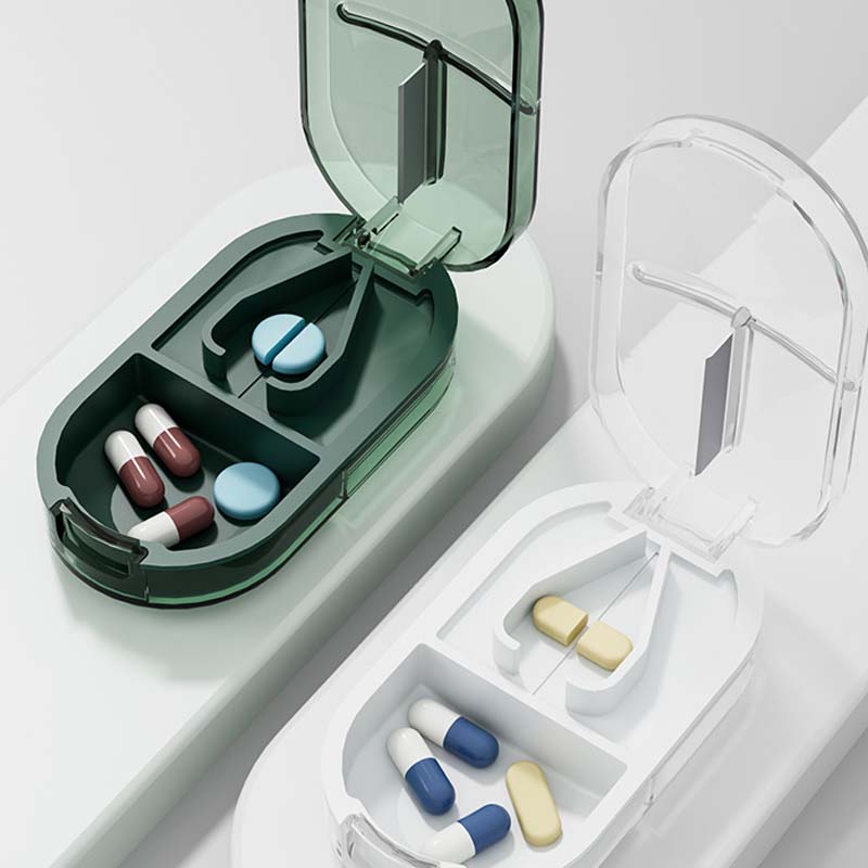 ⏰🎉Buy 1 Get 1 Free!🎉—2-in-1 Portable Pill Cutter & Storage Organizer