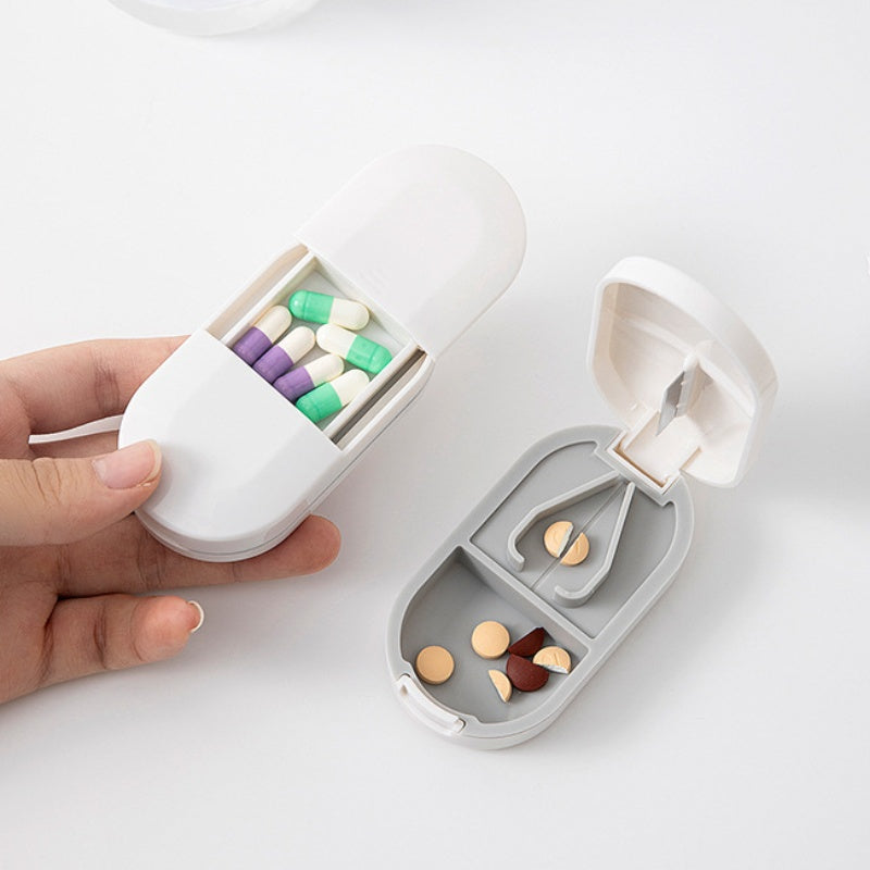 ⏰🎉Buy 1 Get 1 Free!🎉—2-in-1 Portable Pill Cutter & Storage Organizer