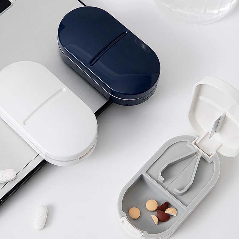 ⏰🎉Buy 1 Get 1 Free!🎉—2-in-1 Portable Pill Cutter & Storage Organizer