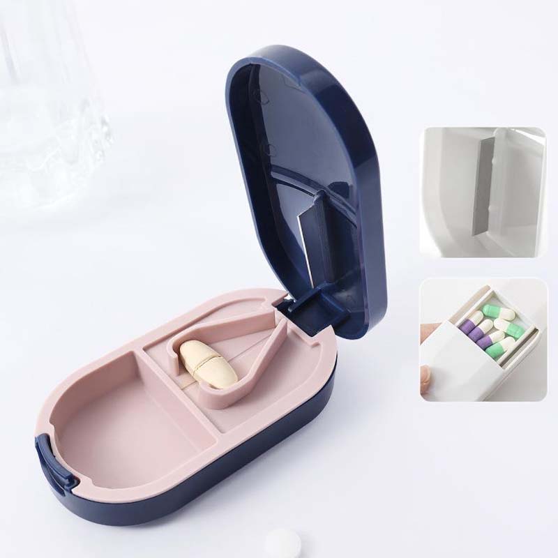 ⏰🎉Buy 1 Get 1 Free!🎉—2-in-1 Portable Pill Cutter & Storage Organizer