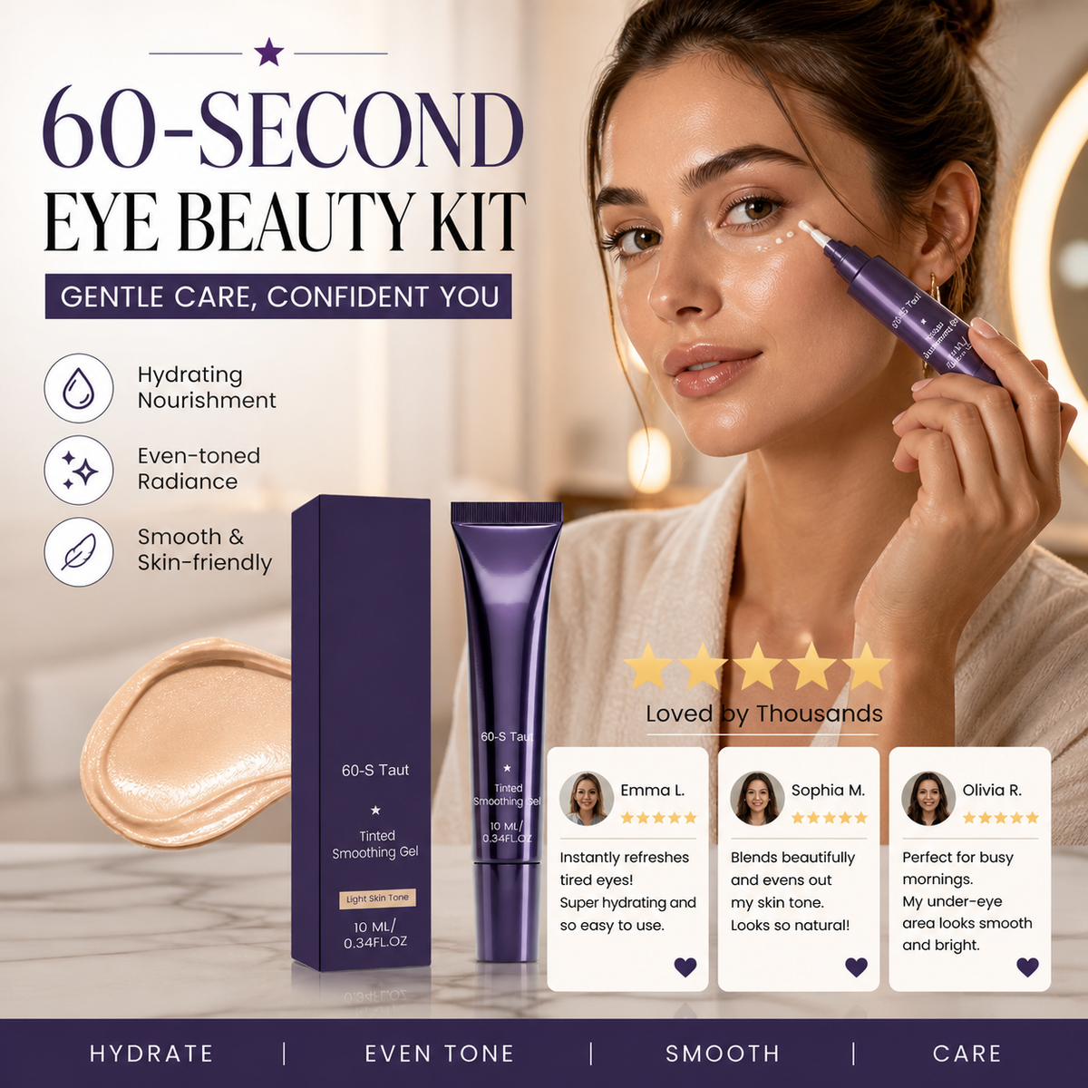 🔥Buy 1 Get 1 Free!🔥60-Second Eye Makeup Set – Tinted Firming Eye Gel for Puffiness & Under-Eye Bags