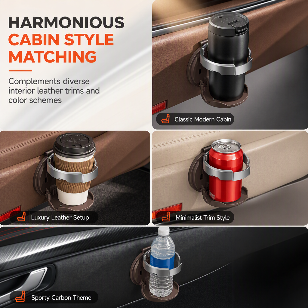 🚗 🥤Multifunctional Foldable Car Door Cup Holder Large Diameter Drink and Water Bottle Storage Rack