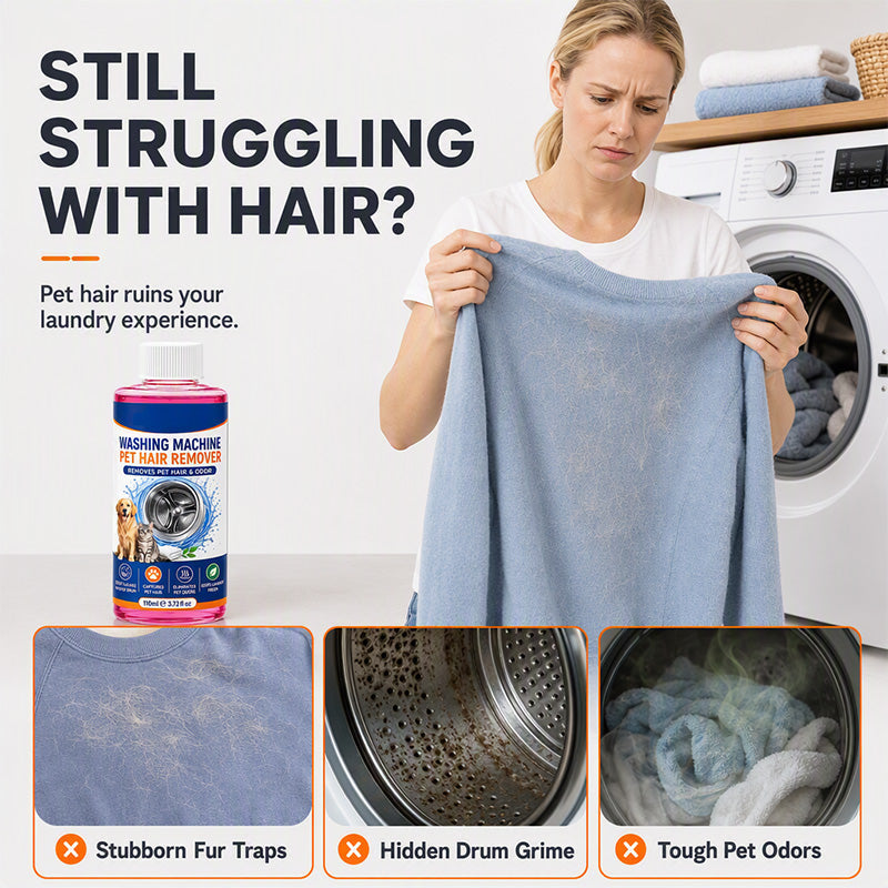 🐾50% OFF NOW! Washing Machine Deep Cleaner for Pet Hair‑4-in-1 Laundry Care Liquid, Remove Pet Fur, Sanitize Drum & Eliminate Odor for Pet Owners