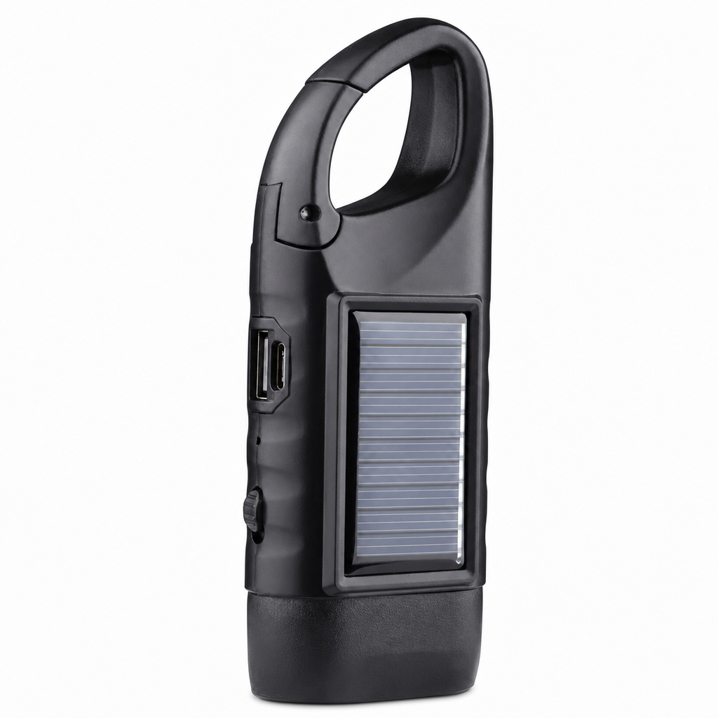 🔦 Hand-Crank Solar Flashlight for Outdoor and Backup Lighting