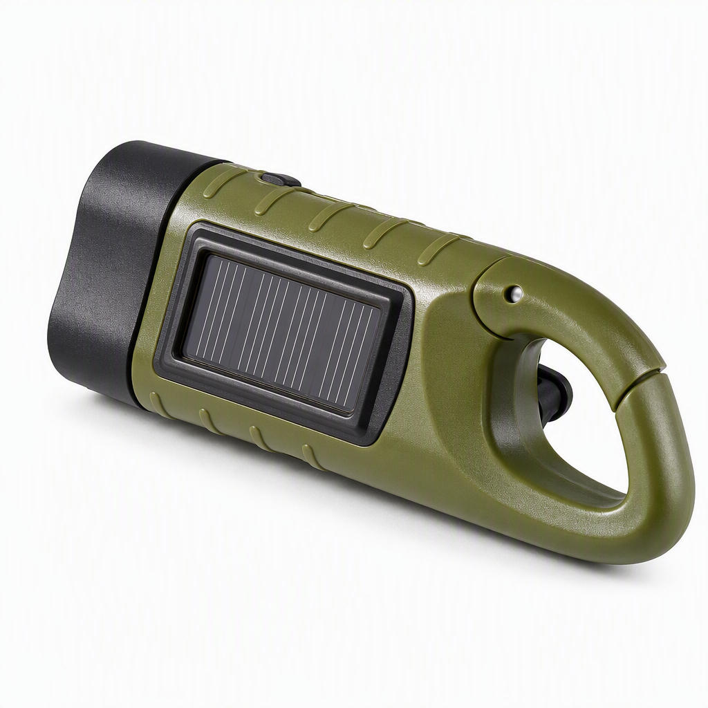 🔦 Hand-Crank Solar Flashlight for Outdoor and Backup Lighting