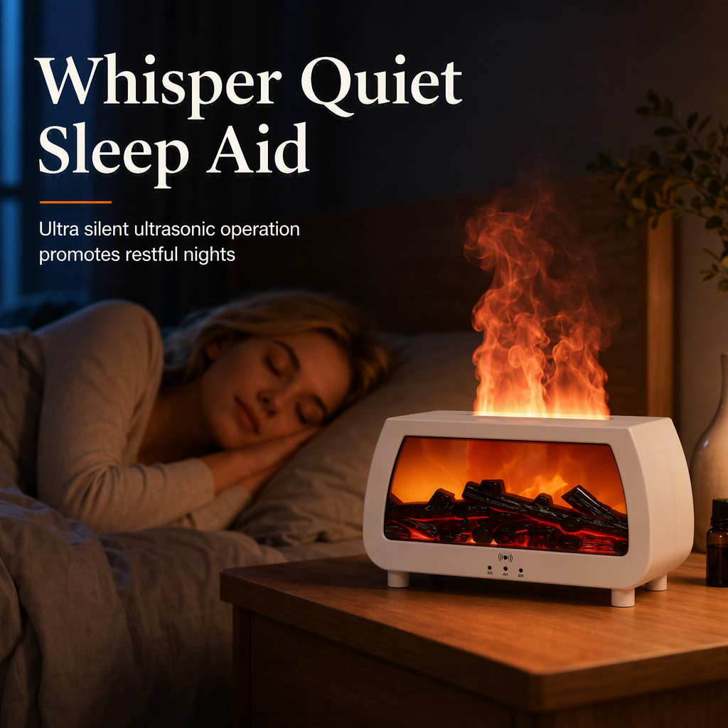 🔥 50% OFF NOW! 💨✨Fireplace Flame Humidifier, Aromatherapy Diffuser With Music Sync Light, Ultra Quiet For Bedroom & Office🌙