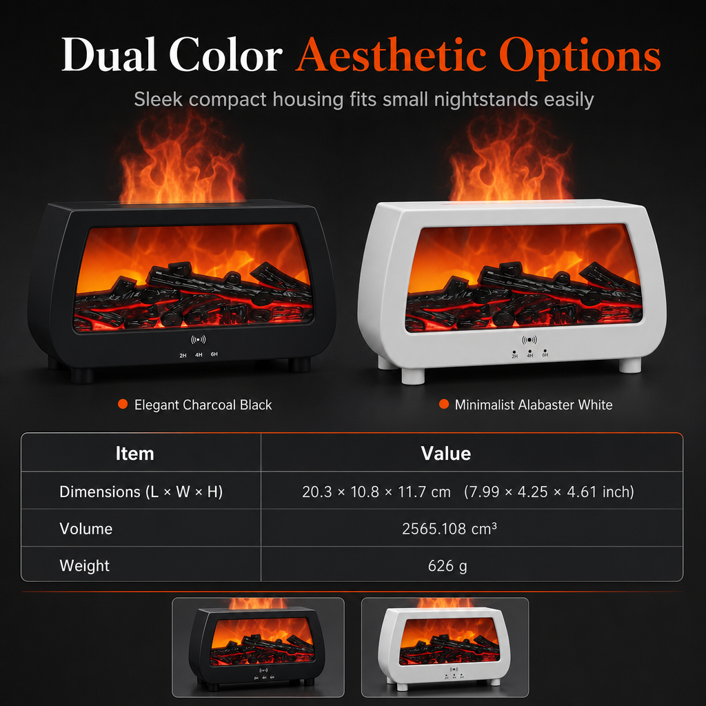 🔥 50% OFF NOW! 💨✨Fireplace Flame Humidifier, Aromatherapy Diffuser With Music Sync Light, Ultra Quiet For Bedroom & Office🌙