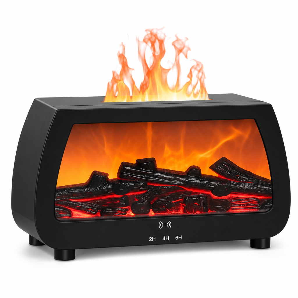 🔥 50% OFF NOW! 💨✨Fireplace Flame Humidifier, Aromatherapy Diffuser With Music Sync Light, Ultra Quiet For Bedroom & Office🌙