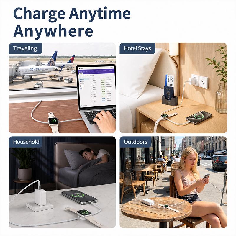 📱⌚ Multi-Device Fast Charging Cable – Snap-On Watch Charger & USB-C Power