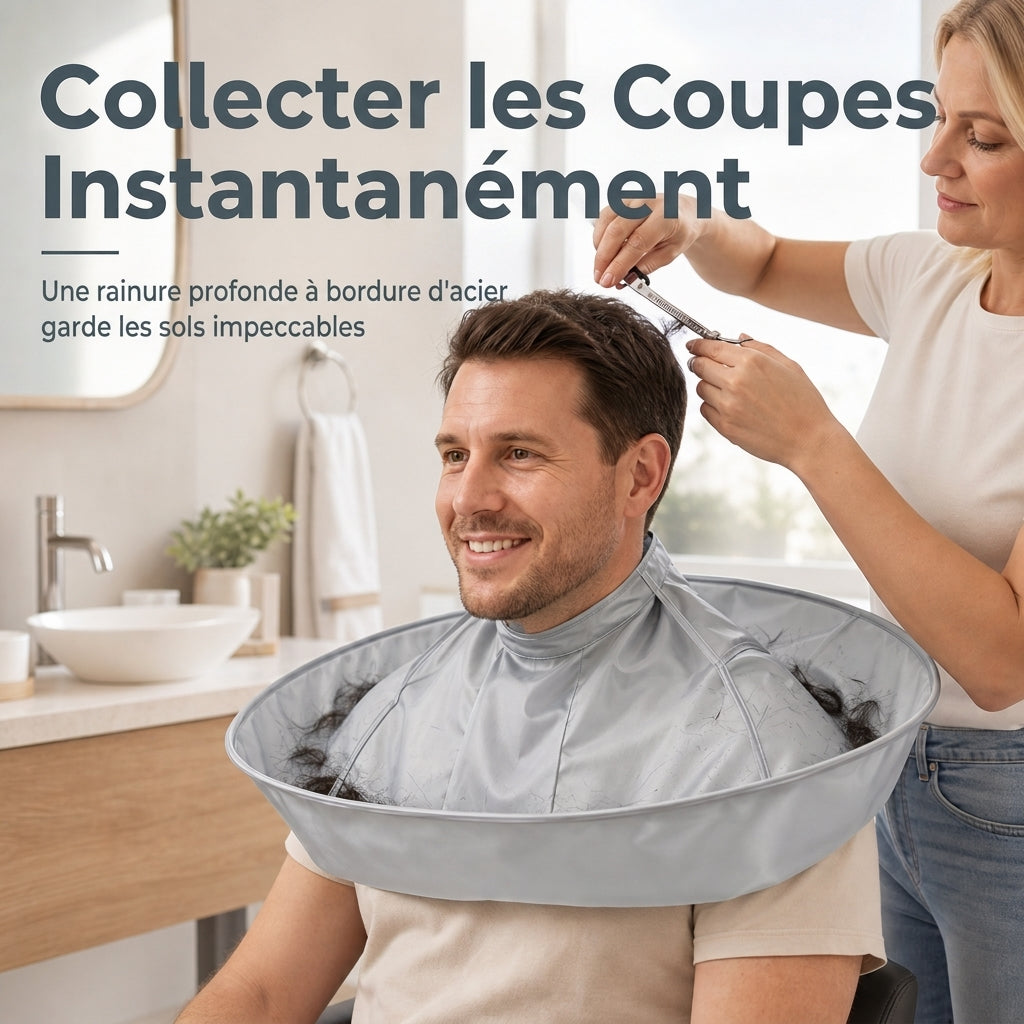 ✂️ 50% OFF NOW! Hair Cutting Cape with Hair Catcher – Umbrella Groove Design Hair Clipping Apron, Waterproof Non-Static, Foldable Home Haircut Cape for Adults & Kids