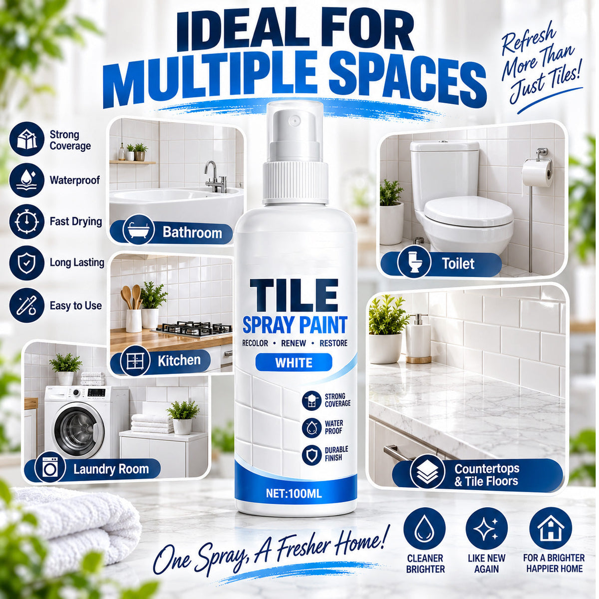 🎨 Tile Renewal Spray Paint | 100ml 3 Colors