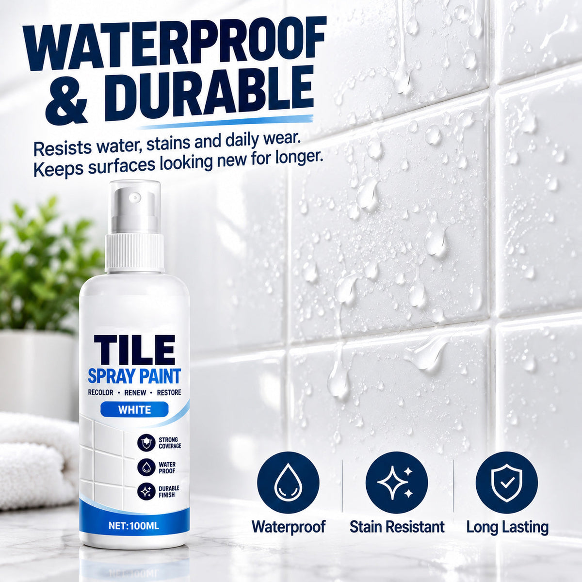 🎨 Tile Renewal Spray Paint | 100ml 3 Colors