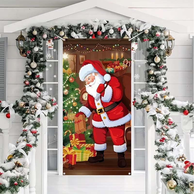🎅 LIMITED‑TIME 50% OFF! 🎄 Christmas Door Cover For Instant Holiday Decor – Festive Artwork, Reusable Polyester & Easy Hang ⛄