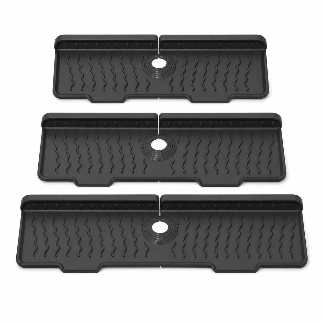 🧽 Silicone Faucet Splash Guard Mat — Drain Fast, Cuttable