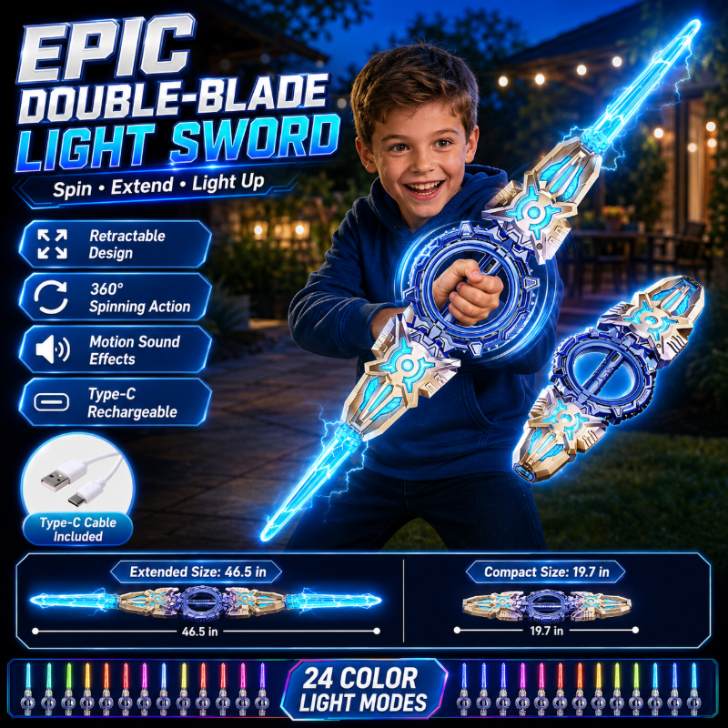 🎄🎁Christmas Special: 50% OFF!🏆Rechargeable Double-Blade Light Up Sword