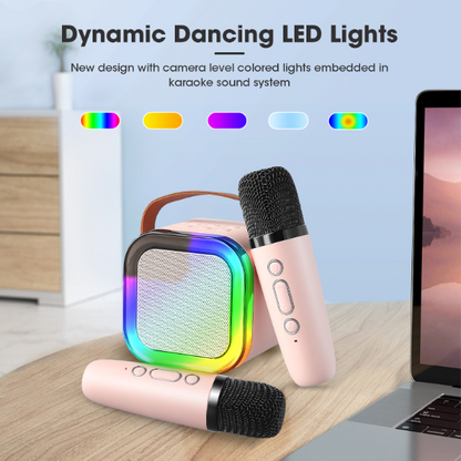 🎤 50% OFF | Mini Bluetooth Karaoke Machine – Wireless Mic & Dancing LED Lights