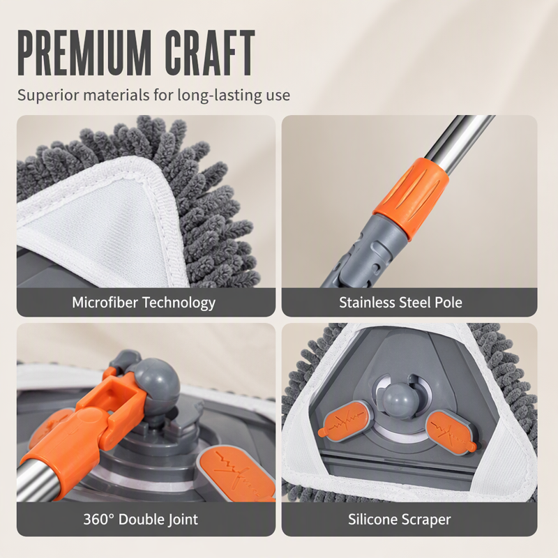 🧹 50% OFF NOW! 🎁 Triangular Cleaning Mop with Extendable Pole – 360° swivel, washable pads & lightweight