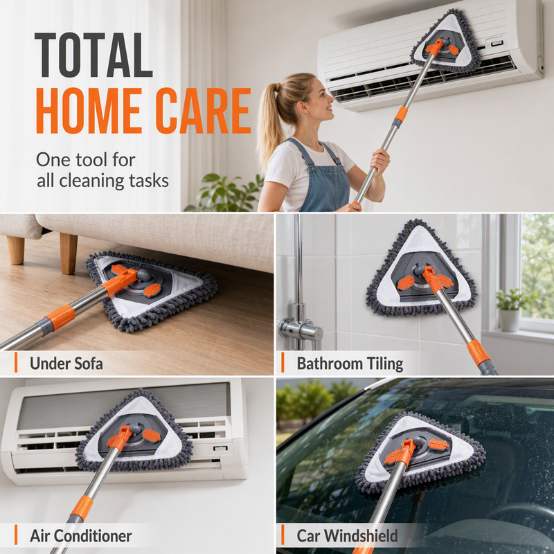 🧹 50% OFF NOW! 🎁 Triangular Cleaning Mop with Extendable Pole – 360° swivel, washable pads & lightweight
