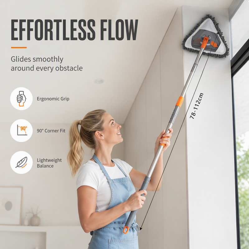 🧹 50% OFF NOW! 🎁 Triangular Cleaning Mop with Extendable Pole – 360° swivel, washable pads & lightweight