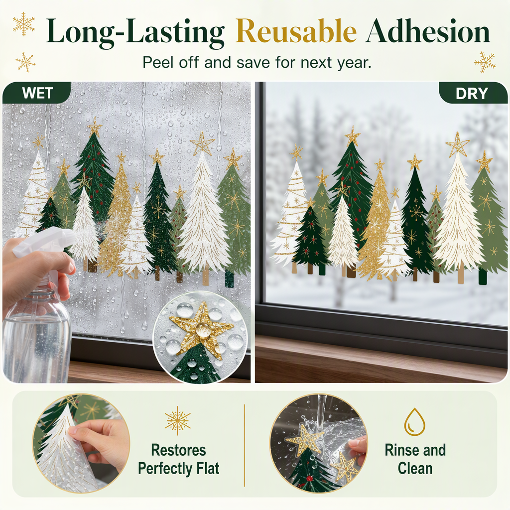 3-Piece Christmas Window Cling Decals Set
