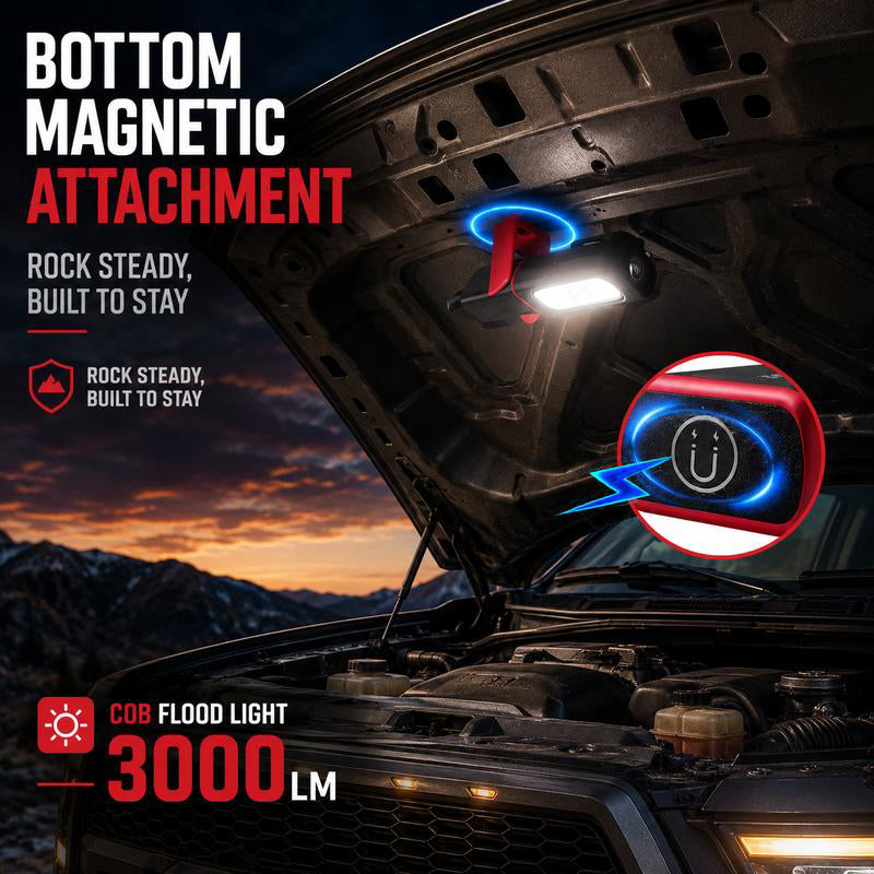 🔦 Rechargeable COB LED Work Light – Magnetic Base & 360° Rotation