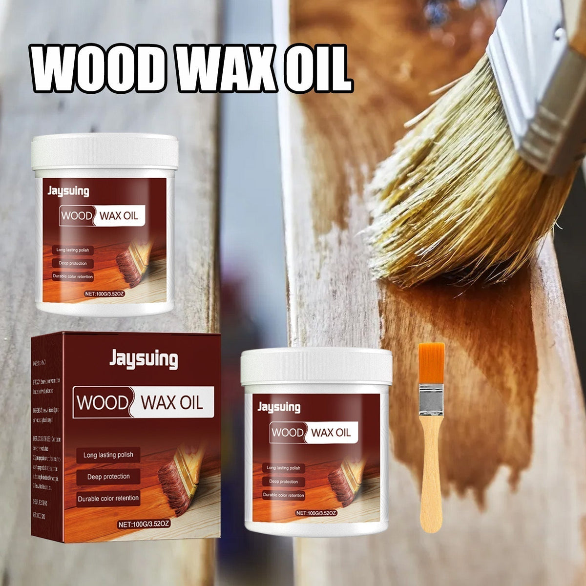 50% OFF NOW! Wood Wax Oil Wood Cleaner & Polish 3.5 Oz, Furniture Restoration Wax with Premium Brush for Wooden Surface Care