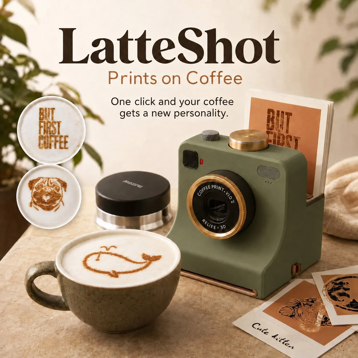 Retro Coffee Art Camera – Mechanical Latte Art Stencil Printer