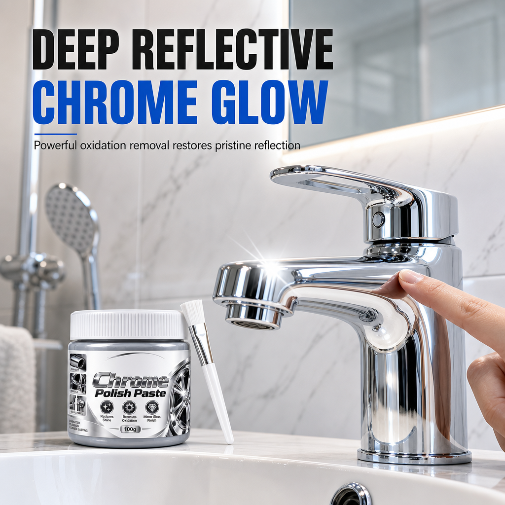 Metal Chrome Polish & Restorer Paste with Brush