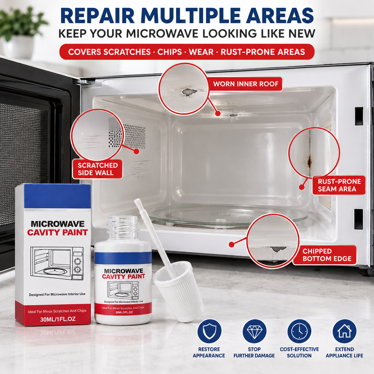 🛠️ Microwave Cavity Touch-Up Paint | White 30ml