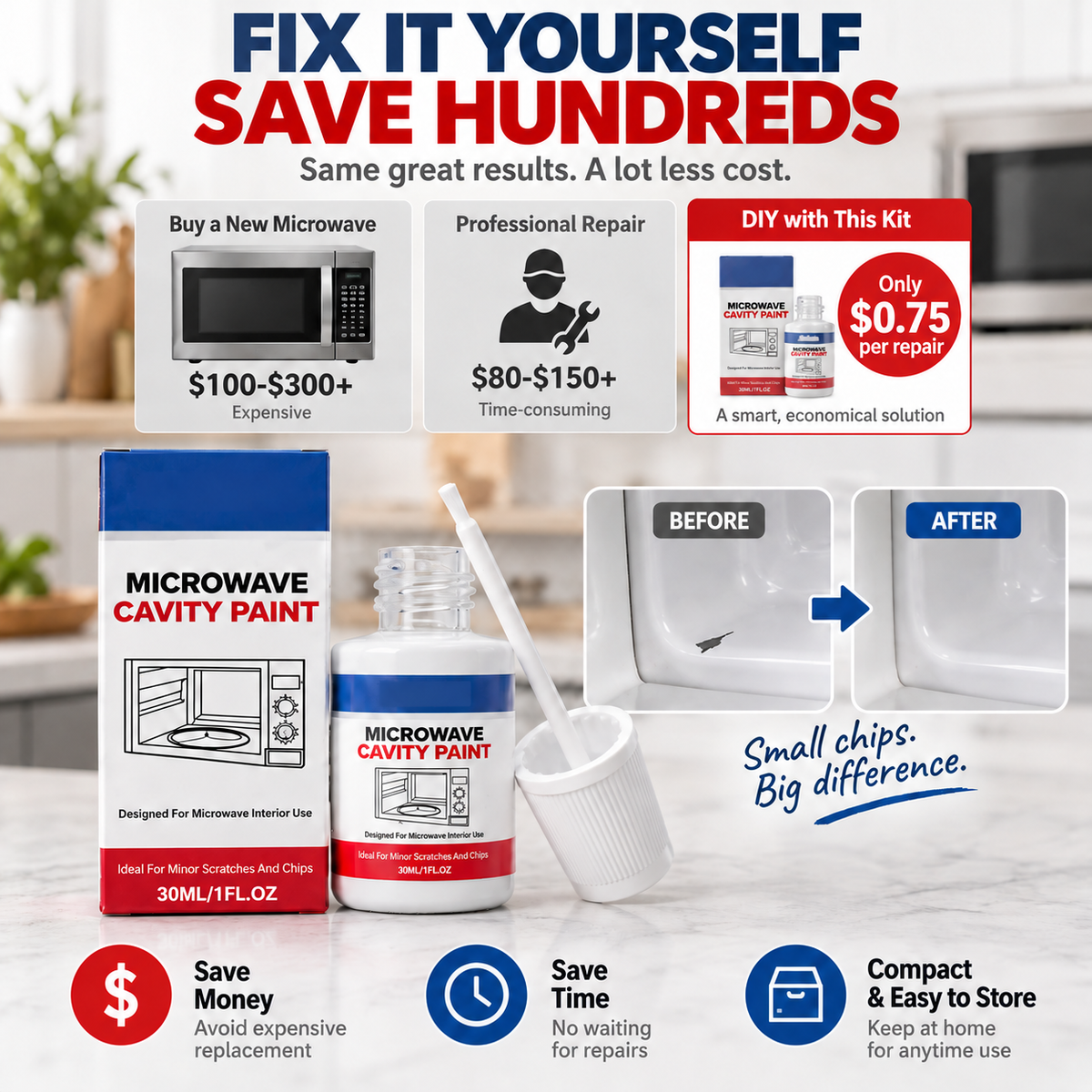 🛠️ Microwave Cavity Touch-Up Paint | White 30ml