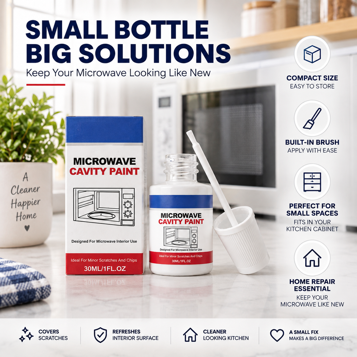 🛠️ Microwave Cavity Touch-Up Paint | White 30ml