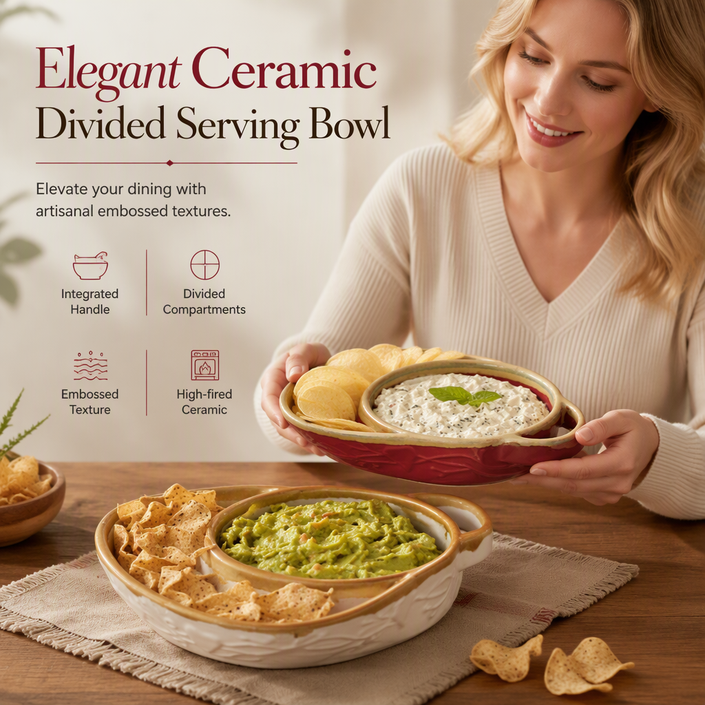 🍽️ LIMITED-TIME 50% OFF! ✨ Retro Ceramic Divided Baking Dish – Vintage Style, Heat Safe, Easy Carry 🥣