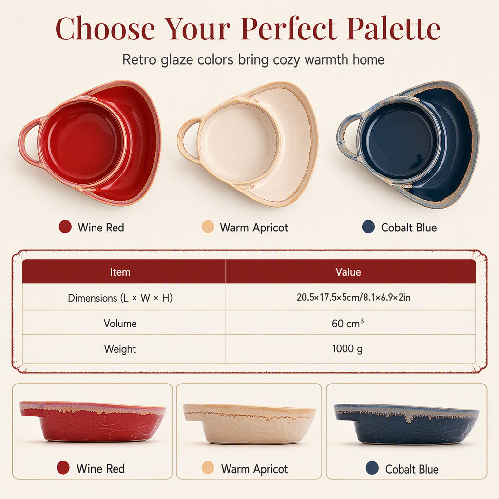 🍽️ LIMITED-TIME 50% OFF! ✨ Retro Ceramic Divided Baking Dish – Vintage Style, Heat Safe, Easy Carry 🥣