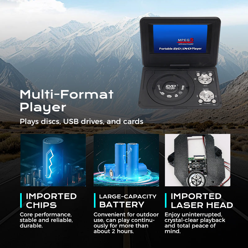 📀 Portable DVD/EVD Player – Swivel LCD Screen & Built-In Games