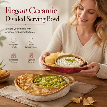 🔥 50% OFF! ✨ Retro Ceramic Divided Baking Dish with a Single Handle 🍽️