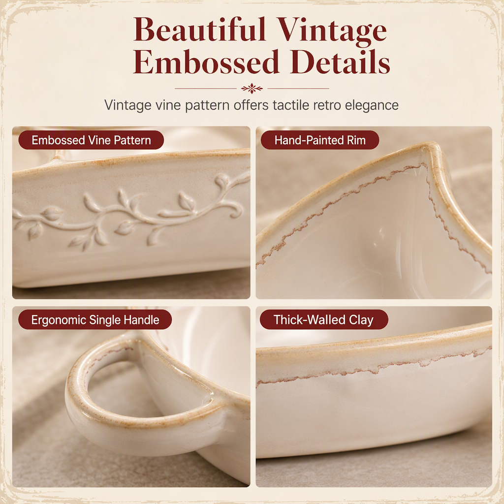🔥 50% OFF! ✨ Retro Ceramic Divided Baking Dish with a Single Handle 🍽️
