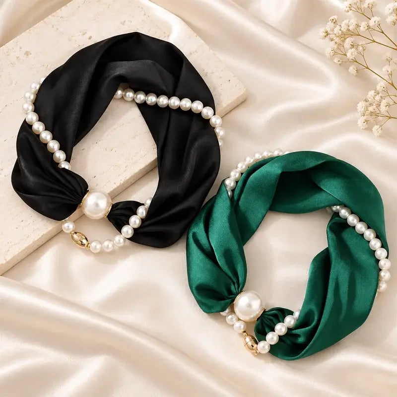 📿 50% OFF! 🧣 Pearl Scarf Necklace – Timeless Elegance with Adjustable Bow Design, Piercing-Free Jewellery, Versatile Style for Daily Wear & Special Occasions – Classic Pearl Accent 🤍
