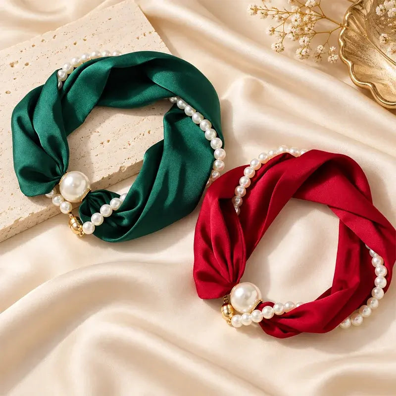 📿 50% OFF! 🧣 Pearl Scarf Necklace – Timeless Elegance with Adjustable Bow Design, Piercing-Free Jewellery, Versatile Style for Daily Wear & Special Occasions – Classic Pearl Accent 🤍