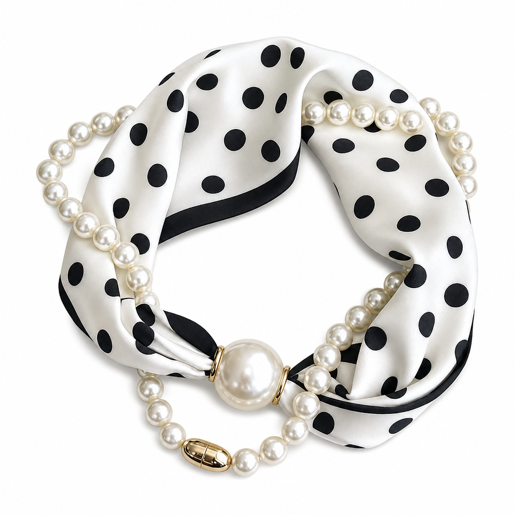 📿 50% OFF! 🧣 Pearl Scarf Necklace – Timeless Elegance with Adjustable Bow Design, Piercing-Free Jewellery, Versatile Style for Daily Wear & Special Occasions – Classic Pearl Accent 🤍