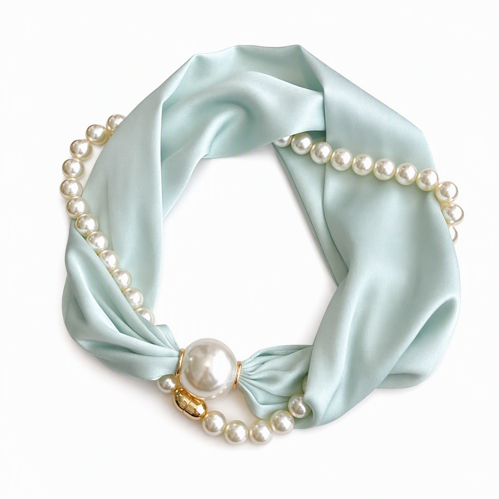 📿 50% OFF! 🧣 Pearl Scarf Necklace – Timeless Elegance with Adjustable Bow Design, Piercing-Free Jewellery, Versatile Style for Daily Wear & Special Occasions – Classic Pearl Accent 🤍