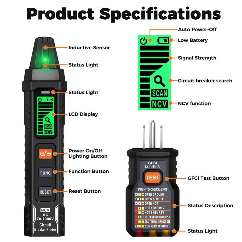 ⏳Limited time – 50% OFF⏰✨⚡️Digital Circuit Breaker Finder with Socket Tester