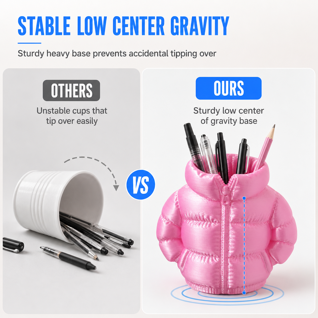 3D Printed Puffer Pen Holder Novelty Abstract Desktop Pencil Cup and Stationery Organizer for Students