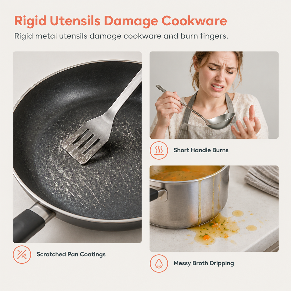 Thickened Translucent Silicone Soup Ladle for Non-Stick Cookware Kitchen Cooking Spoon
